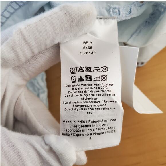 GANNI Broderie Anglaise Eyelet Cotton Midi Dress Light Blue Smocked Size 34 US 2 - Picture 10 of 12